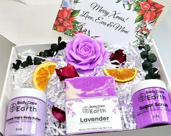 Natural Spa Gift Box: Handmade Soap, Whipped Body Butter & Sugar Scrub