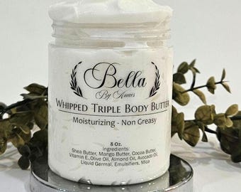 Whipped Body Butter: Organic Shea, Mango, Cocoa Butter - Non Greasy