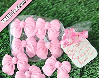 Pink Bow Soap Favors: Handmade Mini Soaps, Baby Shower, Bridal Shower