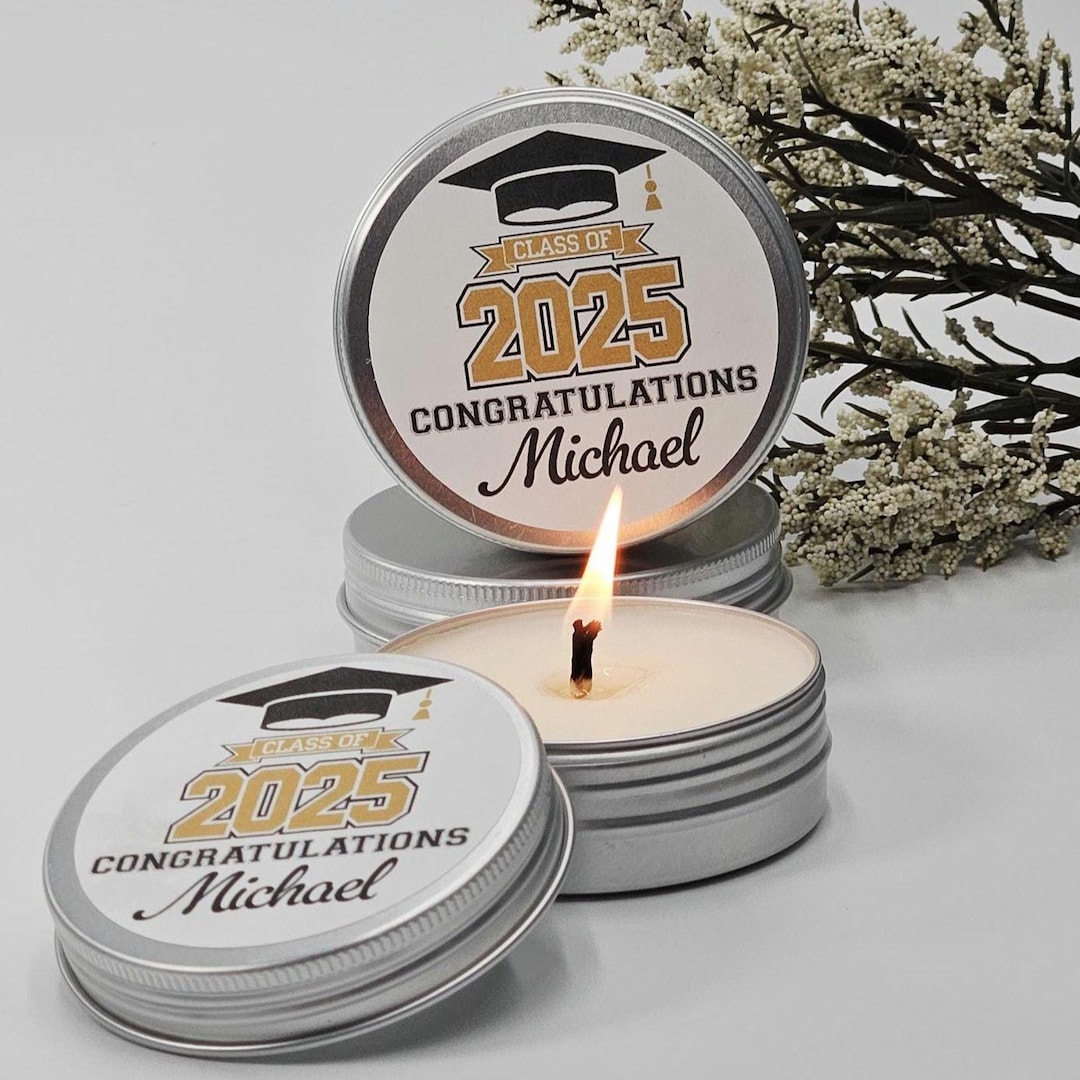 Personalized Graduation Candle Favors – Class of 2026, Custom Soy ...