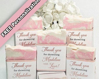 Personalized Pink Swirl Soap Favors: Baby Shower, Bridal Shower Gifts