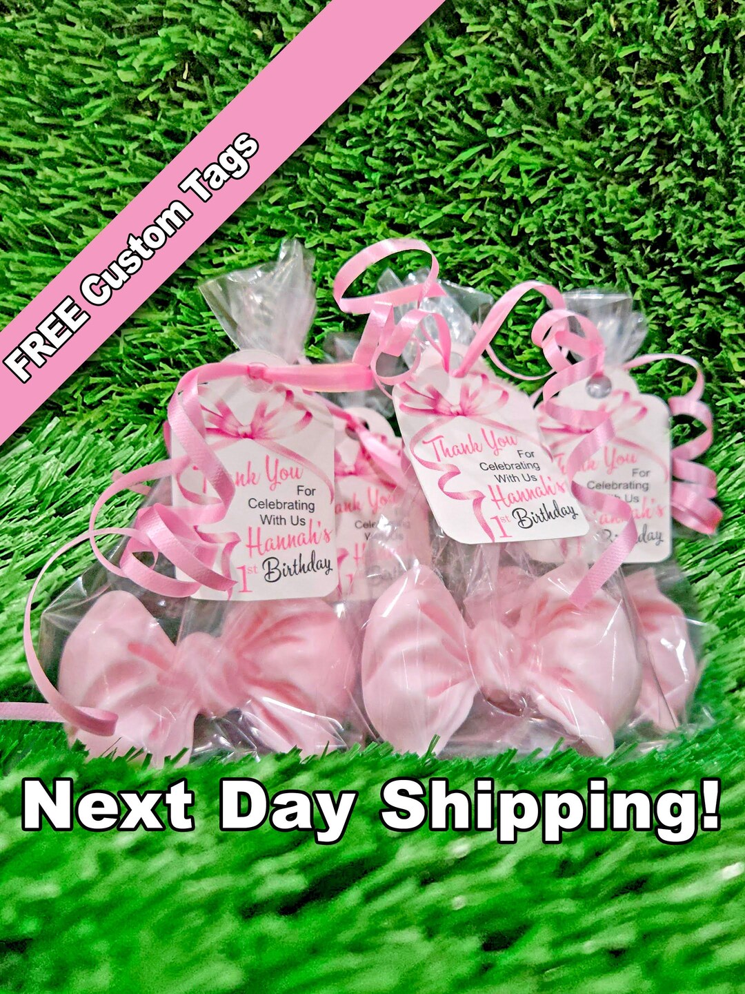 12 Pcs Pink Bow Party Favor Bags, Double-Sided Coquette Bow Printing...