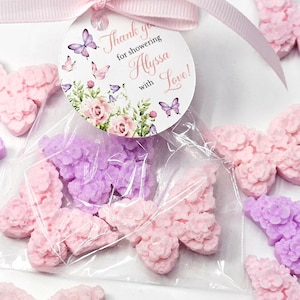 Sabonete de borboleta, sabonete de borboleta, lembrancinhas para chá de bebê, lembrancinhas florais para convidados, tema para chá de bebê de menina