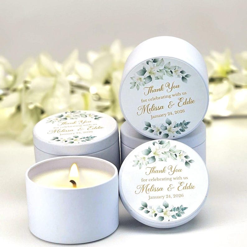 Wedding Candle Favors – Personalized Candle Favors, Custom Floral ...