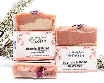 Goat Milk Soap Handmade Jasmin & Rose Soap Natural Ingredients Bar Soap Rose Soap Bar Natural Soap Bulk Soap Box Soap For Sensitive Skin