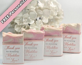 Pink Swirl Soap Favors: Handmade Bridal Shower Thank You Gifts