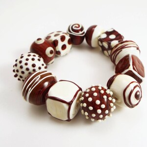 Handmade Chocolate Praline Beaded Bracelet - Sweet Food Jewelry for Chocolate Lovers