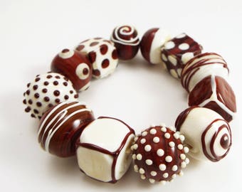 Food Chocolate Candy bracelet, Coffee brown statement bracelet,