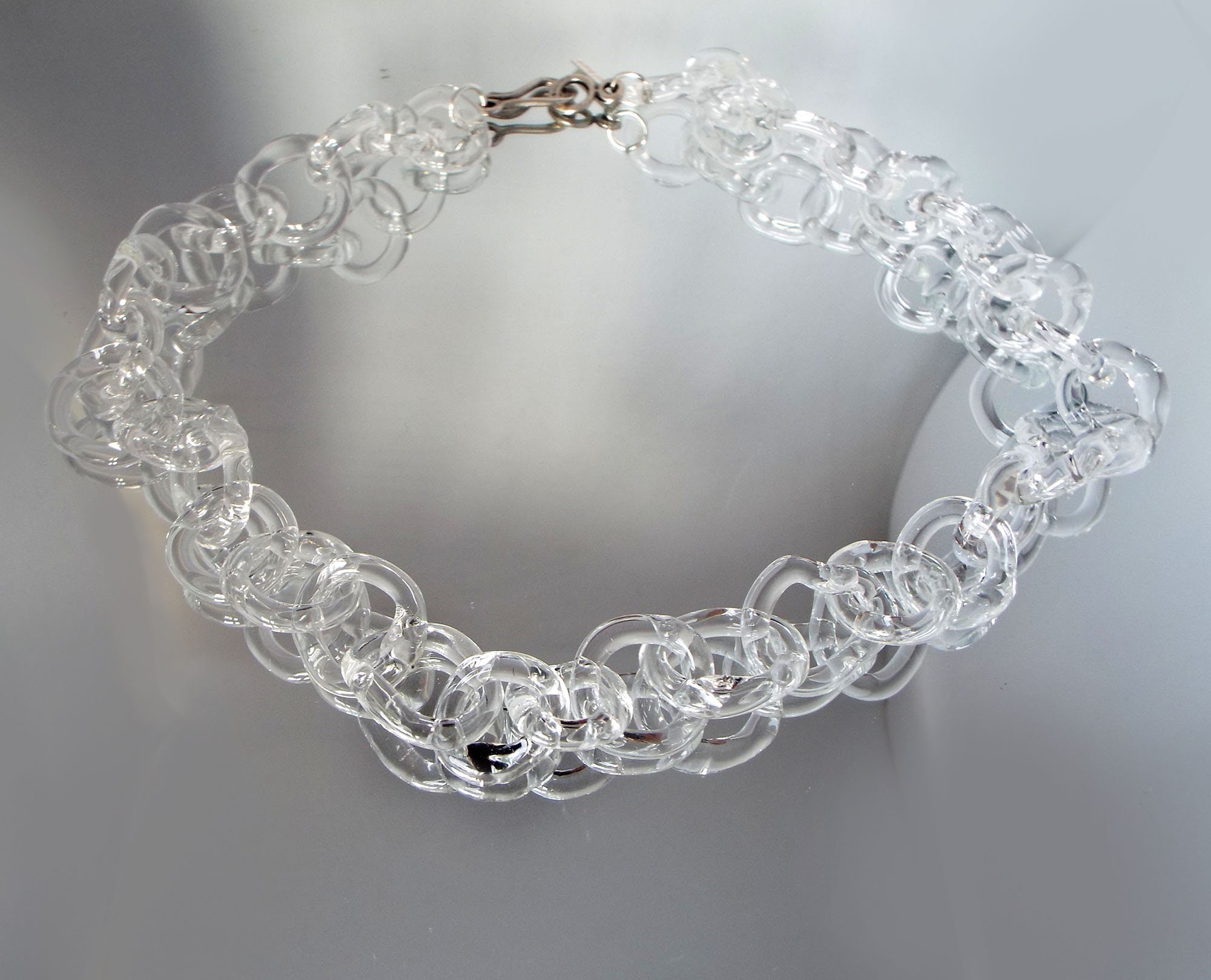 Clear Glass Chain links Necklace Transparent Chunky Chain Etsy