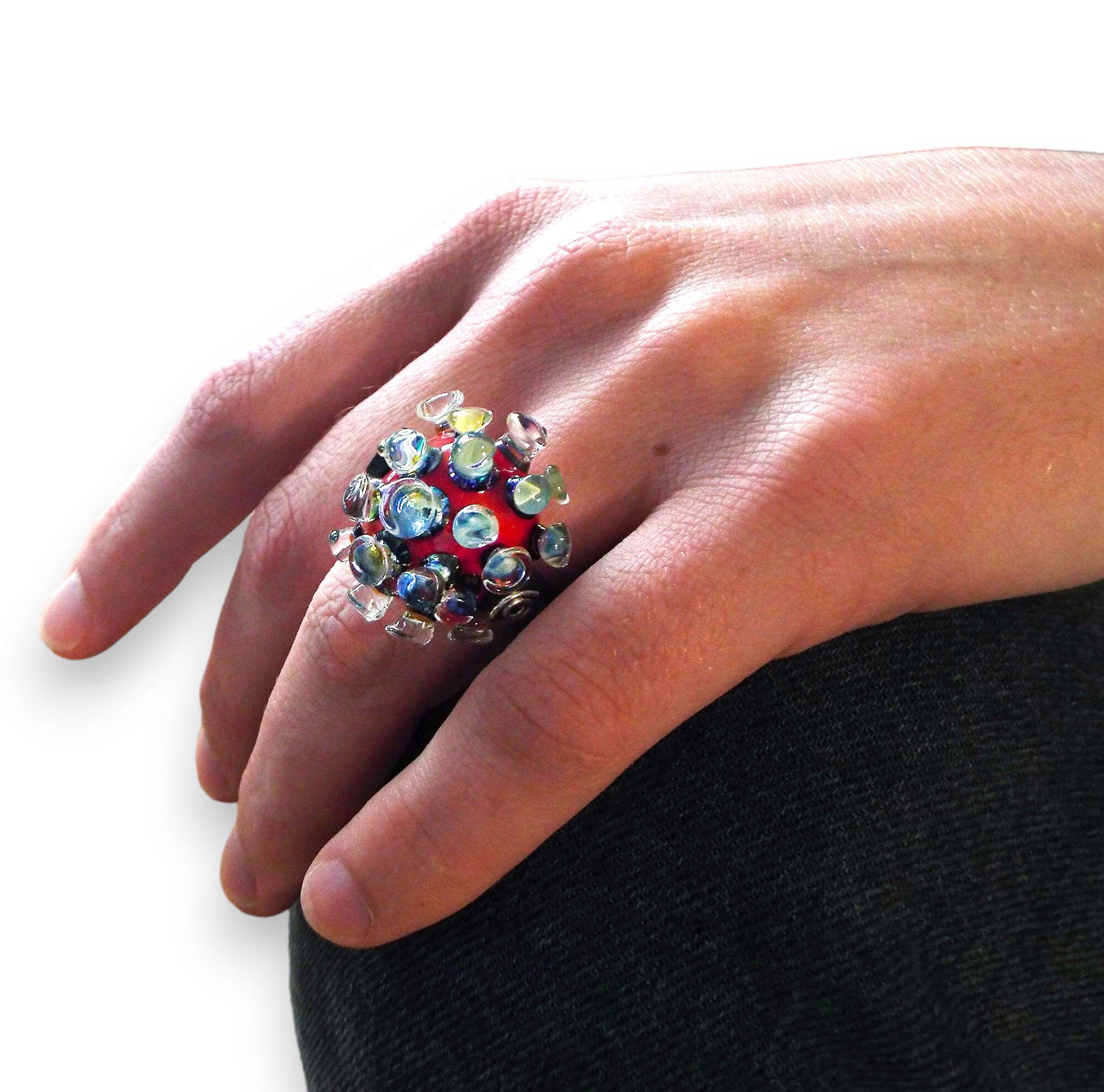Bold Red Glass Ring Colorful Cocktail Ring Contemporary Art - Etsy