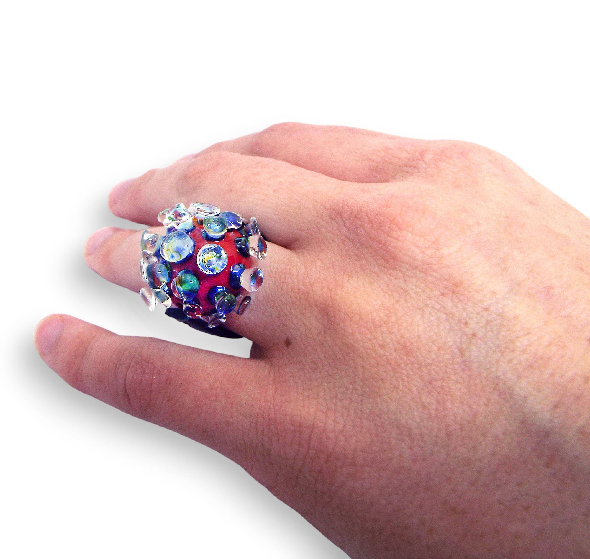 Bold Red Glass Ring Colorful Cocktail Ring Contemporary Art - Etsy