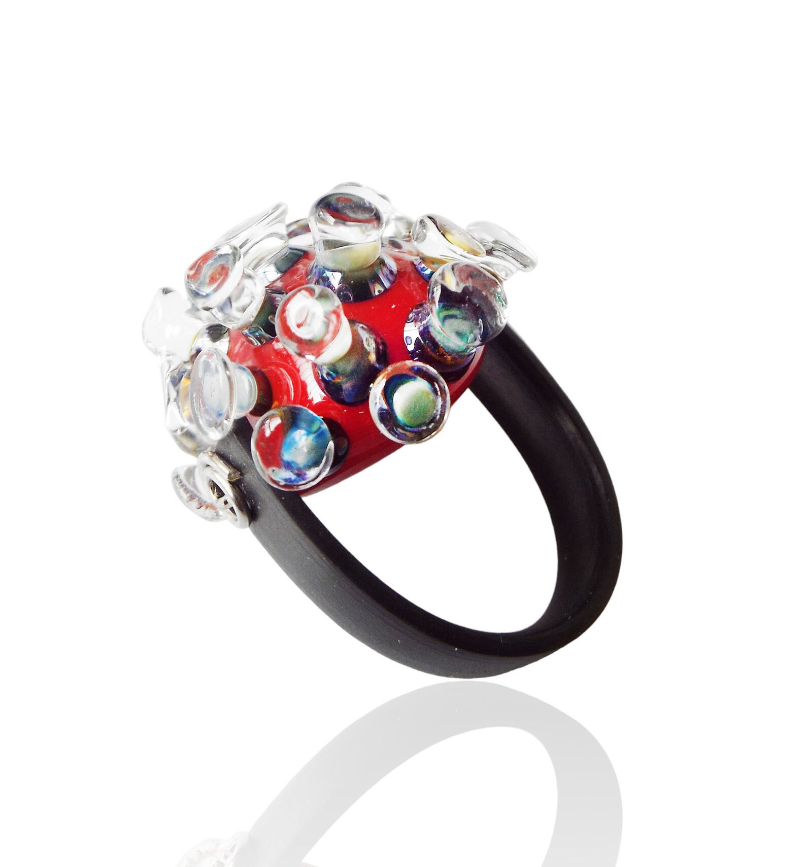 Bold Red Glass Ring Colorful Cocktail Ring Contemporary Art - Etsy