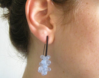 Handmade Blue Lampwork Glass Dangle Earrings: Boho Beach Jewelry