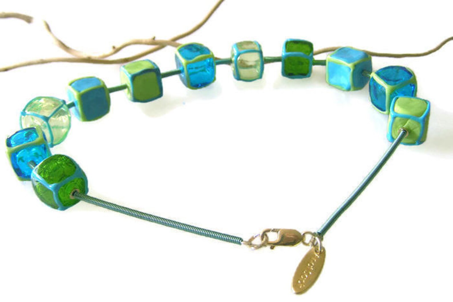 Turquoise Statement Necklace Funky Geometric Beaded Necklace Etsy