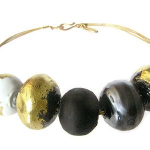 Black Bold statement necklace. Glass beaded necklace. image 2