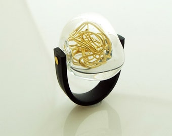 Handmade Glass Bubble Statement Ring: Lampwork Art Jewelry