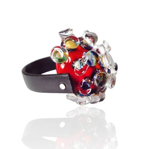 Bold Red Glass Ring Colorful Cocktail Ring Contemporary Art - Etsy