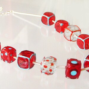 Red Cube Statement Necklace - Handmade Lampwork Glass Beaded Jewelry image 3