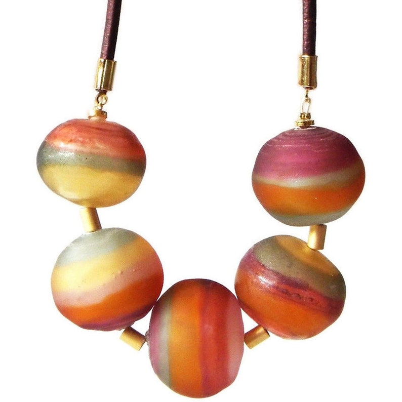 Burnt Orange Metal Concentric Necklace main image 0