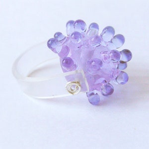 Handmade Purple Glass Spike Cocktail Ring - Statement Jewelry, Unique Gift for Her