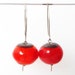 Cherry Long boucles d’oreilles en verre, boucles d’oreilles à billes de lampe rouge, boucles d’oreilles Déclaration