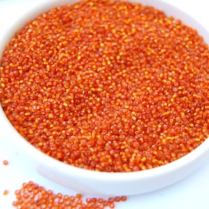 Bright Orange Seed Beads, Size 11, Vintage Murano Glass (25 grams)