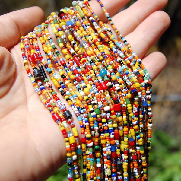 African seed beads, Christmas beads, African bead strands, Circle of Stones, Jewelry making supplies