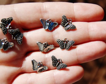 Antique Silver Butterfly Charm: Pewter Jewelry Making Supply