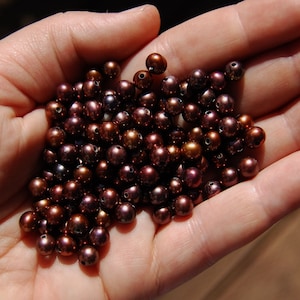 Bronze Freshwater Pearls: 6-6.5mm Round Potato Beads, Jewelry Supplies (25 Loose)