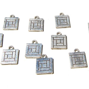 Breloque pour courtepointe plaquée argent sterling : pièce carrée, 16 mm