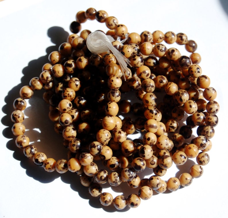 Czech glass bead strands Jewelry making supplies Camel Birds egg beads Circle of Stones 6mm Round Druk Beads