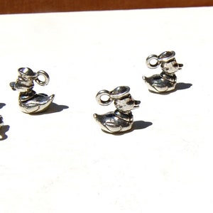 Sterling Silver Plated Rubber Ducky Charm: Baby Shower Favor