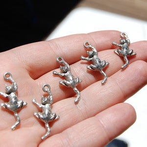 Antique Silver Climbing Cat charms, Animal charms, 1 charm, made in the U.S. jewelry making supplies, silver charms, beading supplies