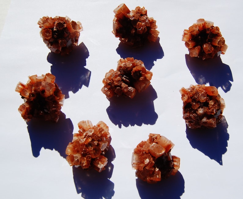 Medium sized Beautiful Aragonite Star crystals Healing stones 3 pieces Circle of Stones crystals Orange crystals