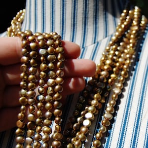 6mm Moss Green Freshwater Pearls: Semi Round Beads, 16 Inch Strand
