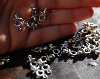 Antique Silver baby binky charms,baby shower charms, 1 charm, made in the U.S. jewelry making supplies, silver charms, beading supplies