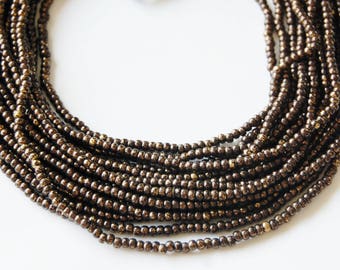 2.5 mm dark brass round metal spacer beads, bead strands, beading supplies, Circle of Stones beads