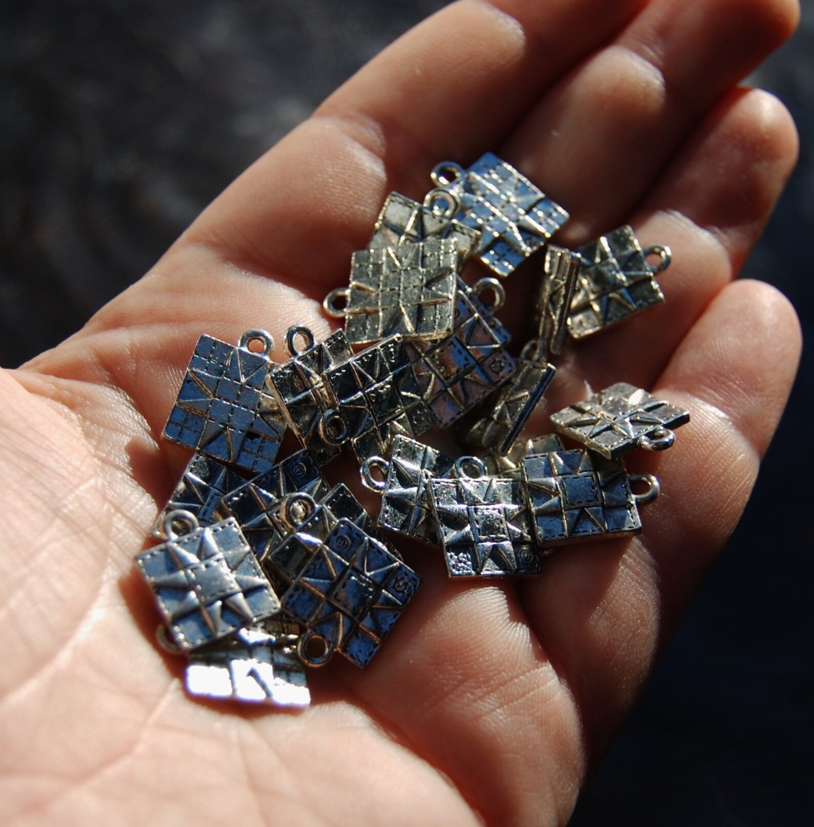 Silver Sewing charms Quilting patch charms set of 4 made in Etsy