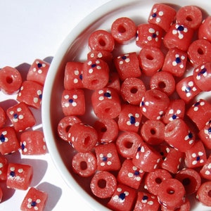 Handmade African Glass Beads: Pink Ghana Beads, Jewelry Making (6 Loose)