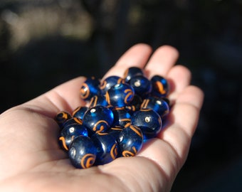 Perline di vetro a spirale blu-verde acqua-arancio, per la creazione di gioielli (10 pezzi)