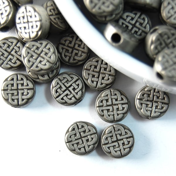 Antique Silver Celtic Knot beads, large hole beads, Irish beads, 1 bead, made in the U.S. jewelry making supplies,  beading supplies