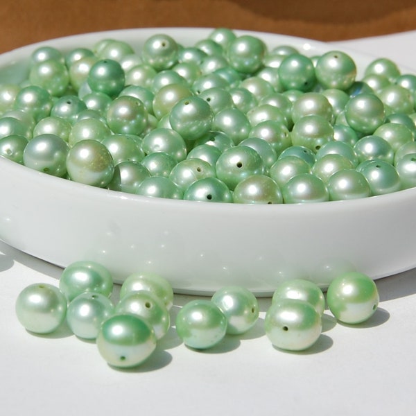 6.5 mm Mint Green Fresh Water Pearls, Natural Pearls, Jewelry Making Supplies, Circle of Stones, Loose pearls, Wedding Pearls