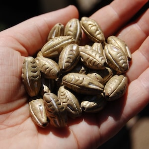 Handmade African Ceramic Beads: Large Gold & White Jewelry Supplies (3 Loose Beads)