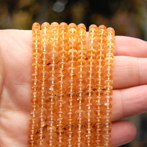 Faceted Citrine Rondelle Bead Strand: Golden Gemstone Jewelry Supplies