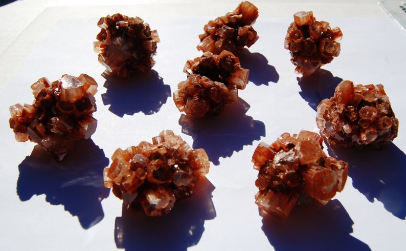 Medium sized Beautiful Aragonite Star crystals Healing stones 3 pieces Circle of Stones crystals Orange crystals