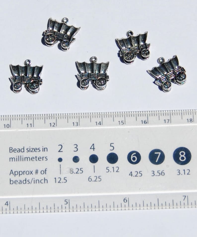 jewelry making supplies made in the U.S Silver Antique wagon charms,Silver charms set of 4 Western charms beading supplies
