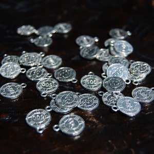 Sterling Silver Plated Casino Chip Charm: Poker Jewelry Supplies