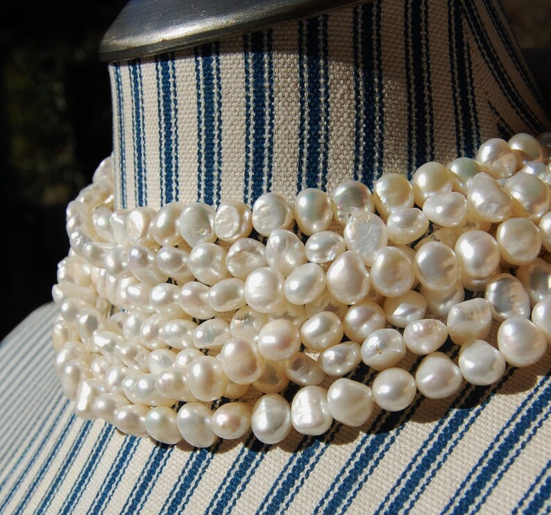 natural pearls 8 mm irregular shaped fresh water pearls jewelry making supplies white pearl strands circle of stones