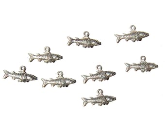 Antique Silver Trout Fish charms, Aquatic charms, 1 charm, made in the U.S. jewelry making supplies, silver charms, beading supplies