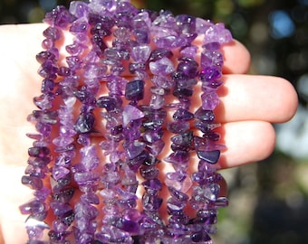 Dark Amethyst Chip Beads: 14-inch Gemstone Strand